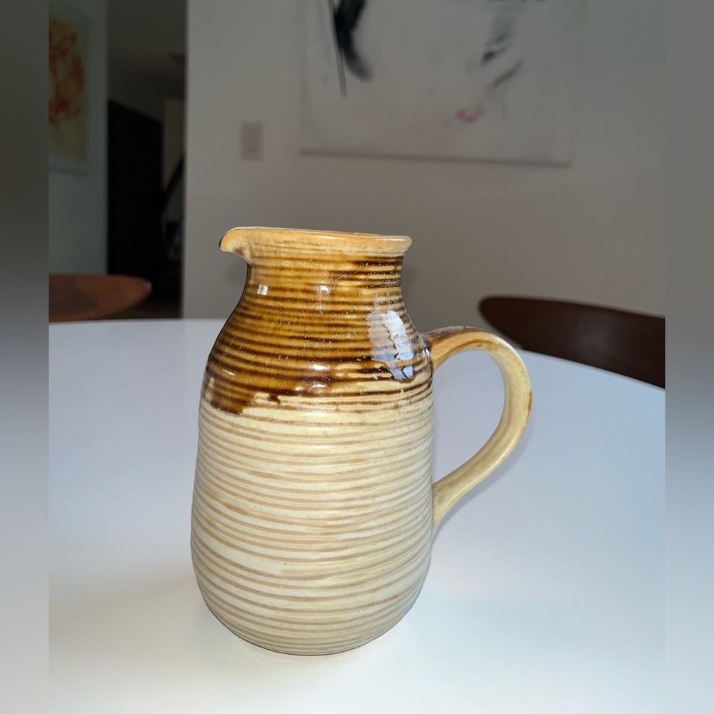 Rustic Handmade Two-Tone Ceramic Pitcher